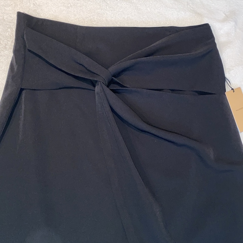 NWT Twist Front knee length asymmetrical black pencil skirt Sz L - Picture 5 of 11
